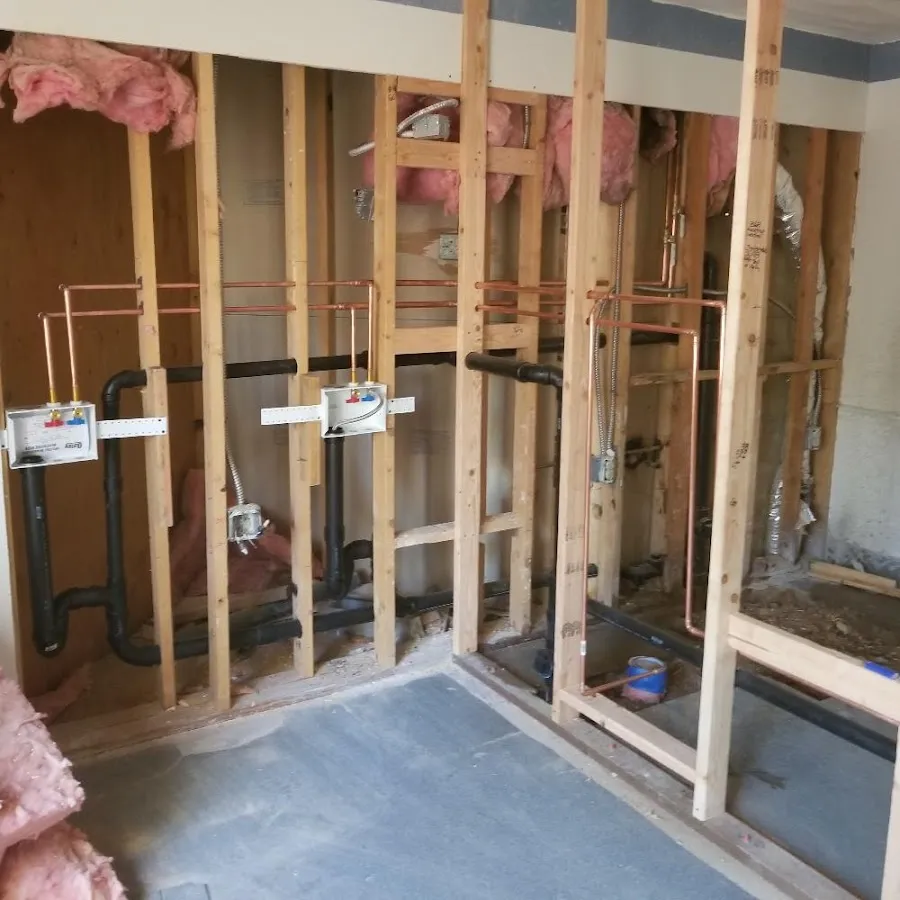 Copper pipe rough-in and plumbing installation in Knightdale